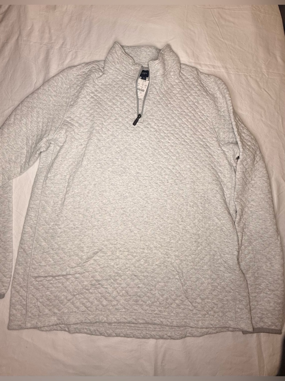 J.Crew Men's Quilted Quarter-Zip Pullover Sweatshirt Heather Gray NWT Size XL